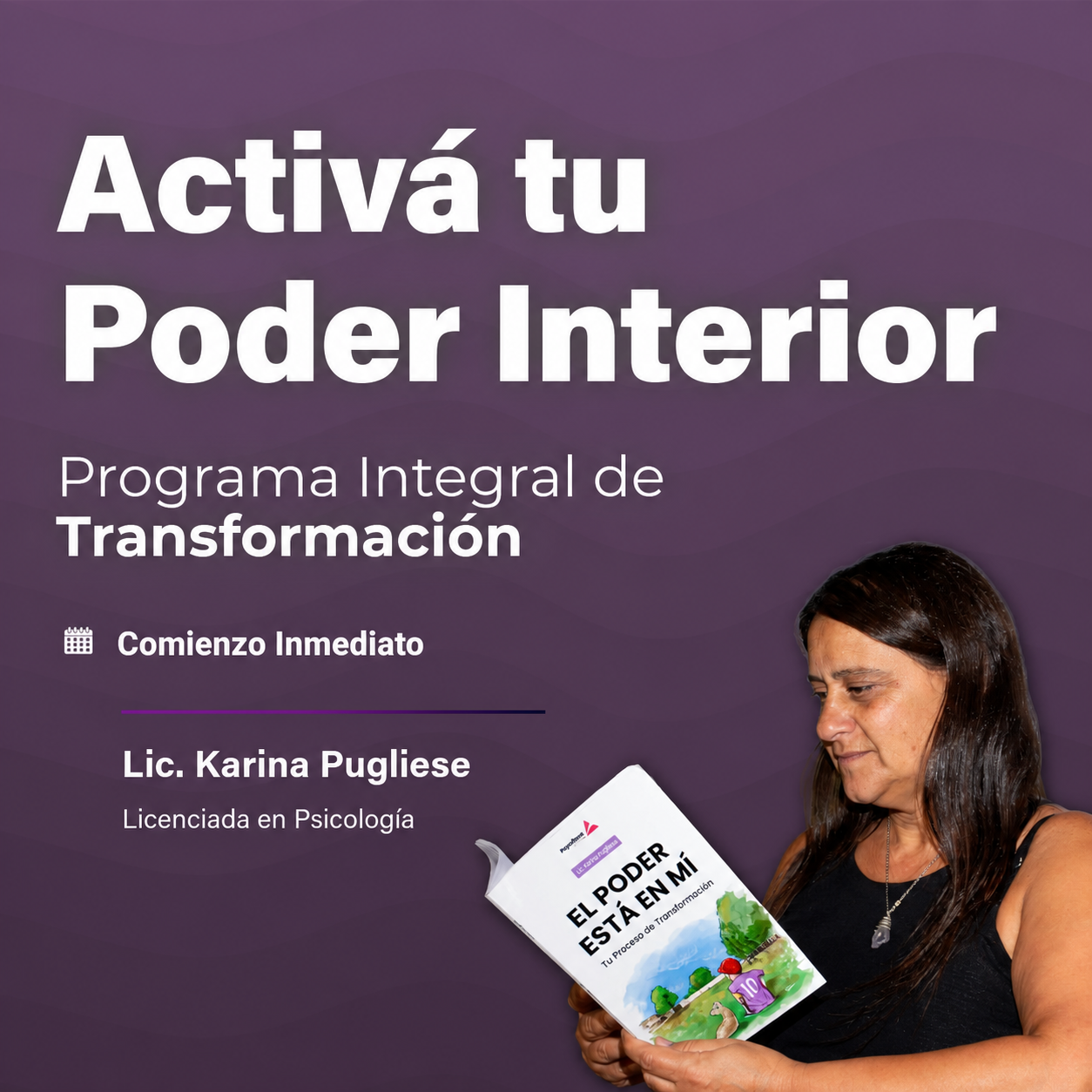 Licenciada Karina Pugliese presentando Activá tu Poder Interior